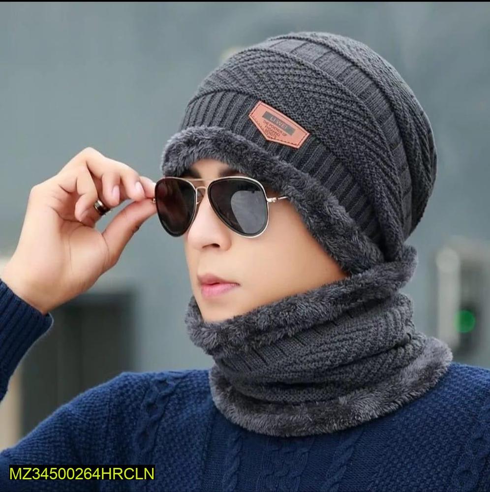 New Fashion Winter Warm Beanie Hats And Scarf Set, Knitted Skull Cap Neck Warmer