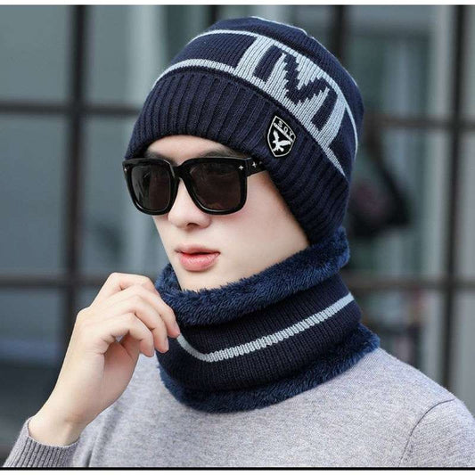 Hat and neck warmer Winter Beanie scarf Set Fleece Lined Skull Cap and Scarf Unisex Hat & Scarf Set Stylish Knit Skull Cap