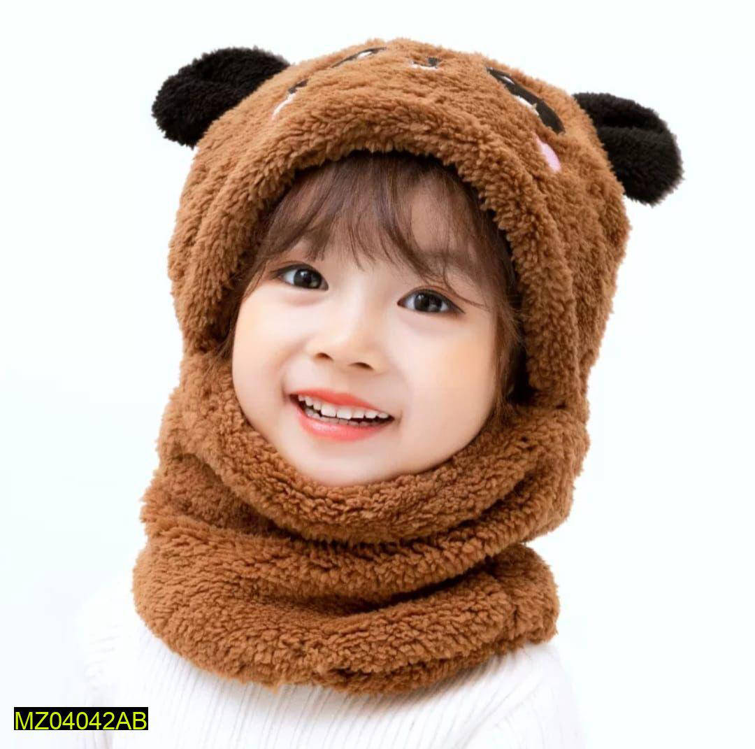 Winter Baby Cap Set Velvet Cartoon Panda Rabbit Baby Head Cover Warm Neck Collar Kids Beanies Sets Plush Children Hat Scarf